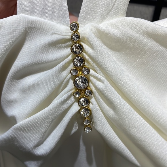 Halter Dress By Jessica, Winter White With Jeweled Embellishment, NWT - Picture 6 of 6